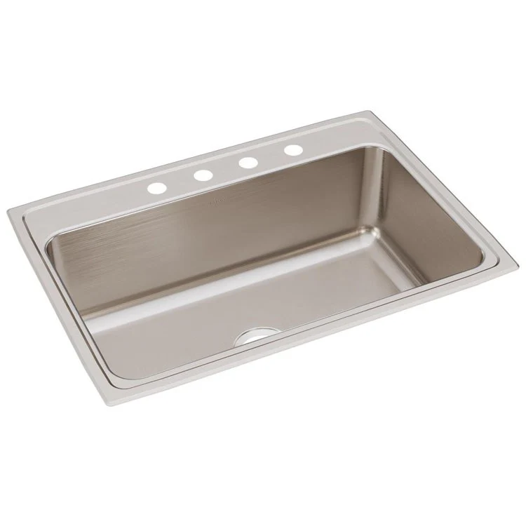 Kitchen Sink Lustertone Classic 31 x 22 Inch Single Bowl 4 Hole Lustrous Satin Drop-In 10-1/8 Inch - Frankwebs