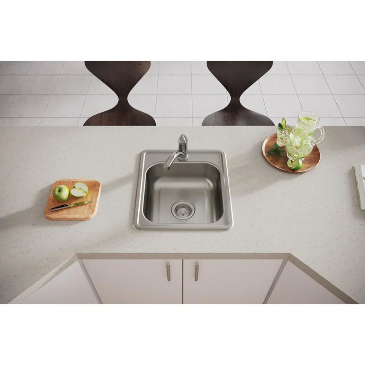 Bar Sink Dayton 17 x 19 Inch Single Bowl 1 Hole ADA Satin Drop-In Rectangle Drain Size 3-1/2 Inch - Frankwebs