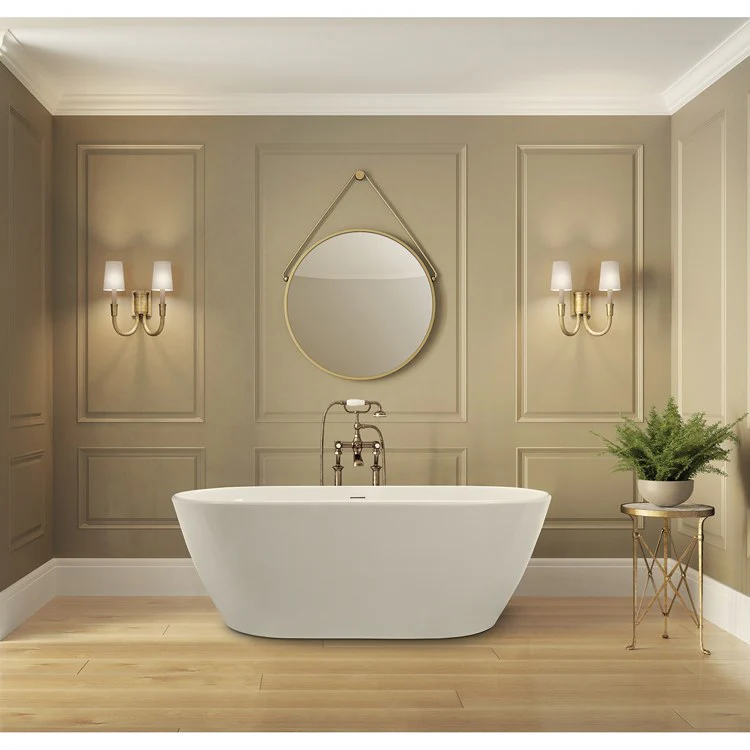 Soaking Tub Seabrook 66 x 31 Inch Freestanding Center White Mineral Composite 87 Gallons 22-1/2 Inch - Frankwebs