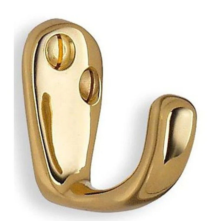 Coat Hook Single Polished Brass 1-1/2 Inch 3/4 Inch Wall Mount Zinc - Frankwebs
