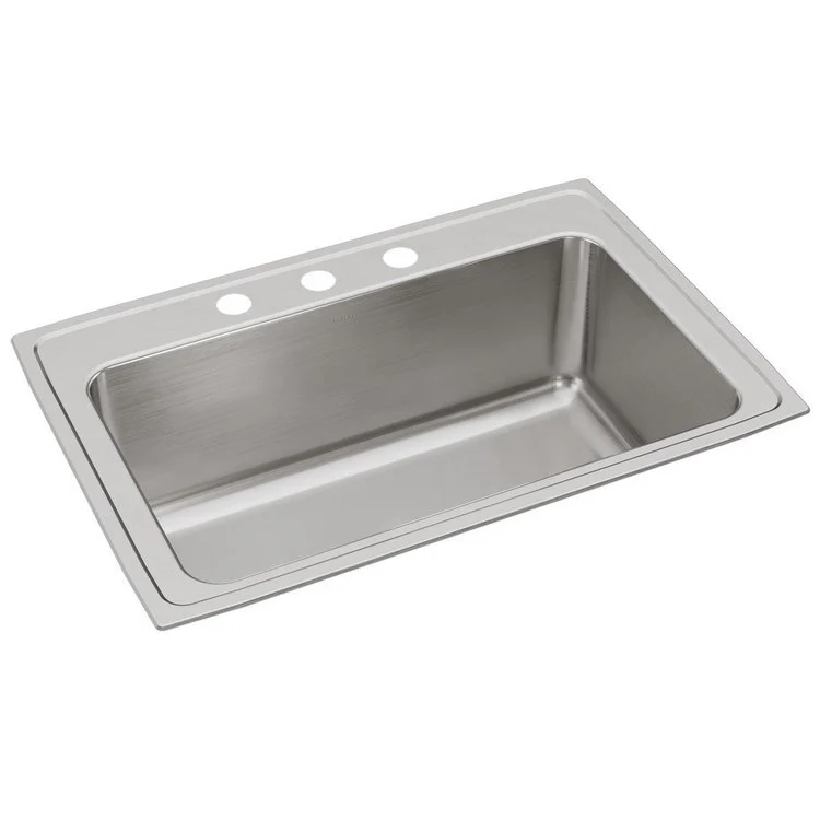Kitchen Sink Lustertone Classic 33 x 22 Inch Single Bowl 3 Hole Lustrous Satin Drop-In 11-5/8 Inch - Frankwebs