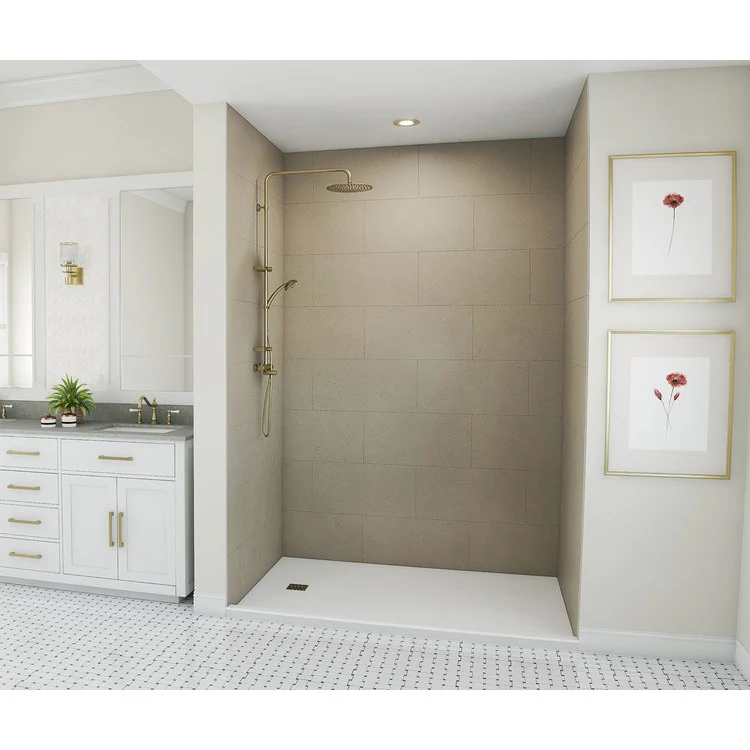 Shower Wall Kit Traditional Subway Tile Glue Up 36 x 62 x 96 Inch Ice Swanstone - Frankwebs