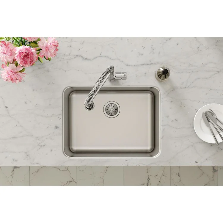 Kitchen Sink Lustertone Classic 25.5 x 19.25 Inch Single Bowl Lustrous Satin Undermount Drain Location Rear Center - Frankwebs