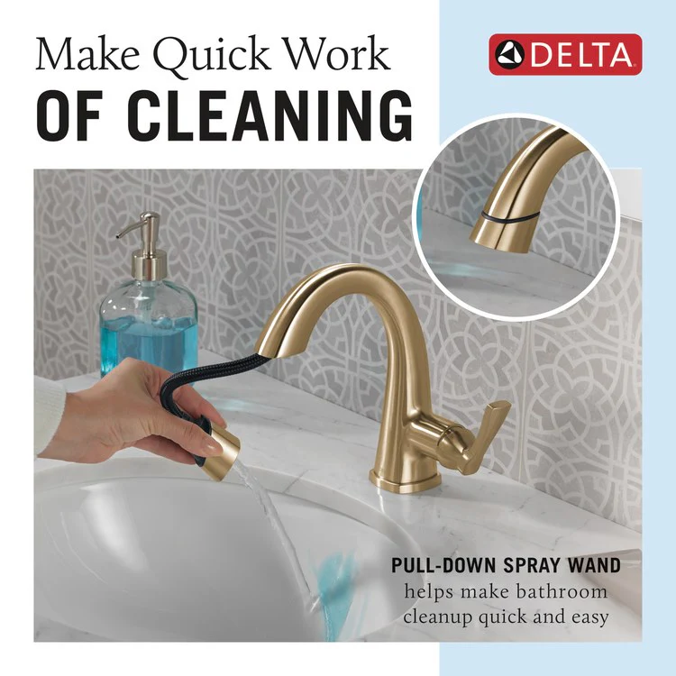 Lavatory Faucet Stryke 1 Lever ADA WaterSense Lumicoat Champagne Bronze Pull Down 1.2 Gallons per Minute - Frankwebs