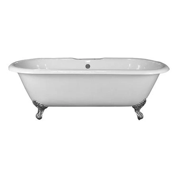 Freestanding Tub Duet 67 Inch Double Roll Top Oval Cast Iron White/Polished Brass Imperial Feet 7 Inch Center Faucet Holes - Frankwebs