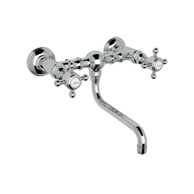 Lavatory Faucet Acqui Wall Mount 2 Cross Handle Polished Chrome 1.2 Gallons per Minute Bridge Spout - Frankwebs