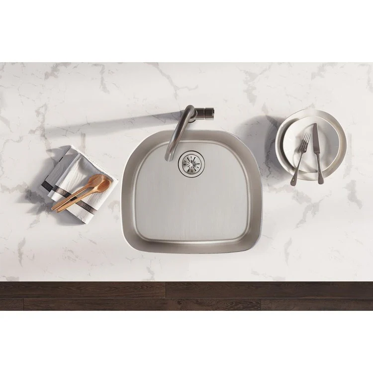 Kitchen Sink Lustertone Iconix 23.625 x 21.25 Inch Single Bowl Luminous Satin Undermount Drain Location Rear Center - Frankwebs