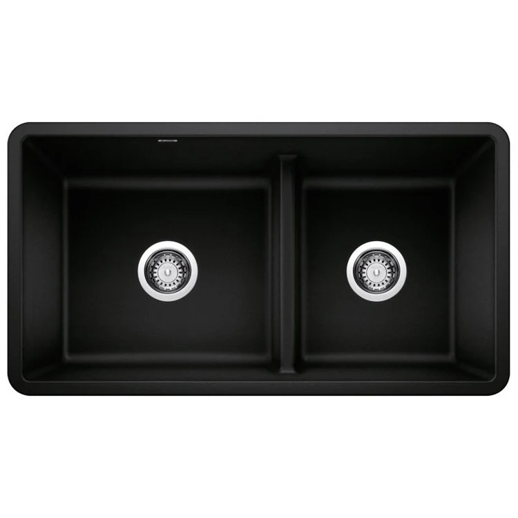 Kitchen Sink Precis 33 x 18 Inch Double Bowl 1-3/4 Reverse with Low Divide Coal Black Undermount - Frankwebs