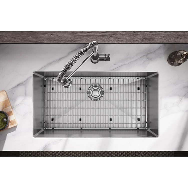 Kitchen Sink Crosstown 32.5 x 18 Inch Single Bowl Kit with Faucet 1 Hole Polished Satin Undermount - Frankwebs