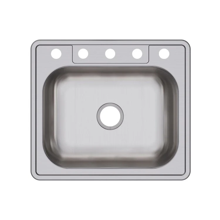 Kitchen Sink Dayton 25 x 22 Inch Single Bowl 5 Hole ADA Satin Top Mount Rectangle Drain Location Center Depth 6-4/7 Inch Bottom Only Spray - Frankwebs