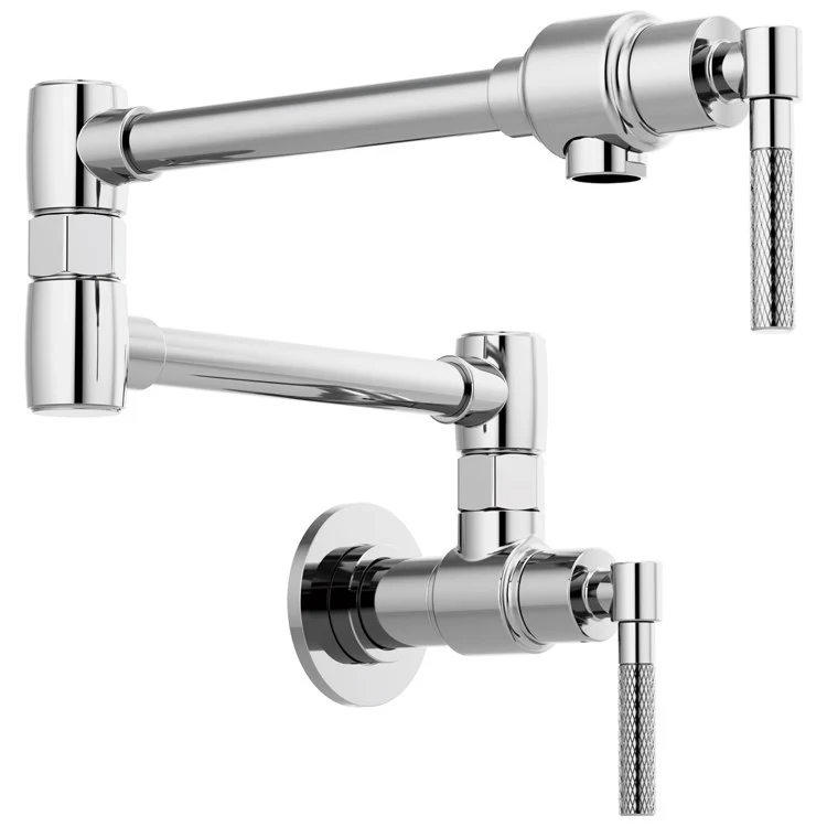 Pot Filler Litze Wall Mount Cold Water Only 2 Knurled Lever ADA Brilliance Polished Nickel - Frankwebs