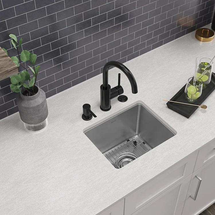 Bar Sink Crosstown 15 x 15 Inch Single Bowl Dual Mount Kit 3 Hole Polished Satin Drop-In Undermount Square Drain Size 3-1/2 Inch - Frankwebs