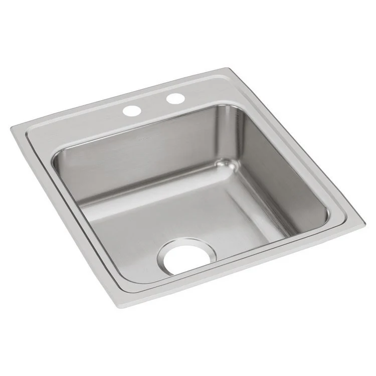 Kitchen Sink Lustertone Classic 19.5 x 22 Inch Single Bowl MR2 Hole Lustrous Satin Drop-In Stainless Steel Drain Location Center Bottom Only Pads - Frankwebs