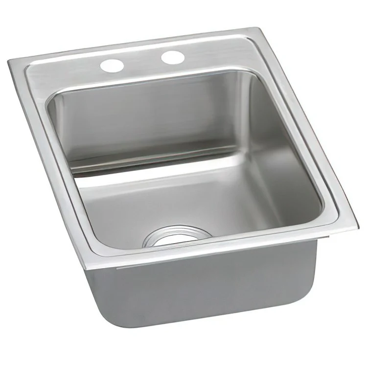 Kitchen Sink Lustertone Classic 17 x 22 Inch Single Bowl 2 Hole ADA Lustrous Satin Drop-In Rectangle Drain Location Rear Center Depth 6 Inch Quick Clip Mounting System Bottom Only Pads - Frankwebs