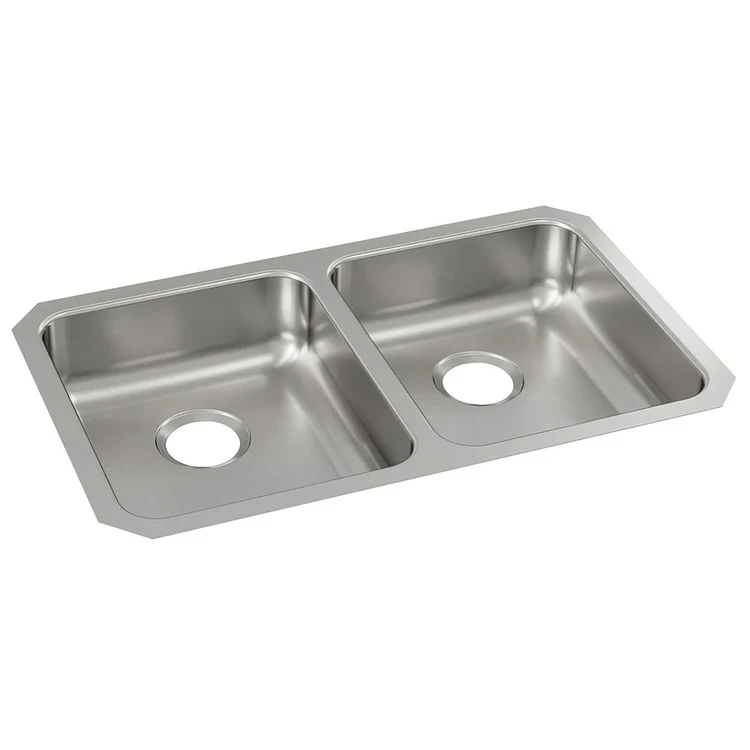 Kitchen Sink Lustertone Classic 30.75 x 18.5 Inch Double Bowl Equal ADA Lustertone Undermount Rectangle Drain Location Rear Center Depth 5-3/8 Inch Bottom Only Pads - Frankwebs