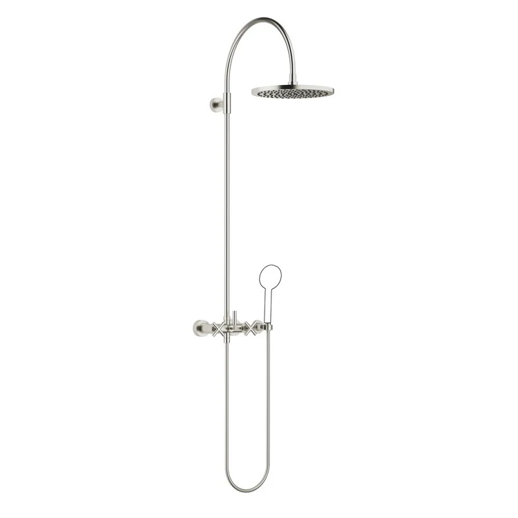 Shower Set TARA Exposed with Mixer Less Handshower 3 Cross/Lever Brushed Platinum 1.8 Gallons per Minute - Frankwebs