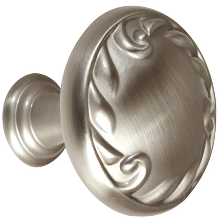 Knob Ornate Round Satin Nickel Brass 1-1/2 Inch 1-1/4 Inch 11/16 Inch - Frankwebs