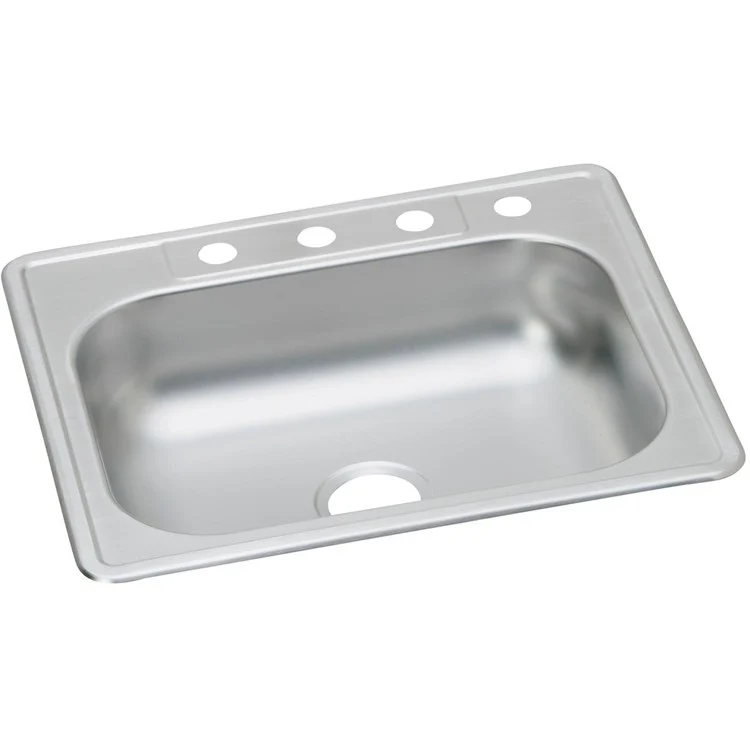 Kitchen Sink Dayton 25 x 22 Inch Single Bowl ADA Satin Top Mount Rectangle Drain Location Center Depth 6 Inch Multiple of 50 Bottom Only Spray - Frankwebs
