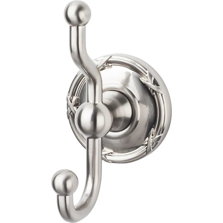 Robe Hook Edwardian Bath Ribbon Backplate Brushed Satin Nickel 5 Inch 3-1/4 Inch Wall Mount Zinc Alloy - Frankwebs