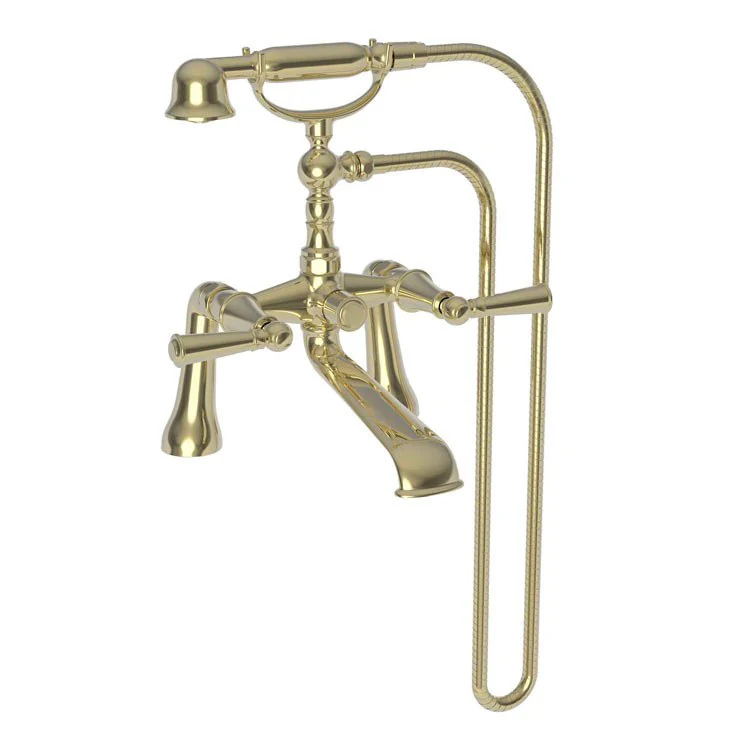 Tub Filler Aylesbury Deck Mount Exposed with Handshower 7-1/4 Inch Spread 2 Lever ADA Antique Copper 2 Hole - Frankwebs