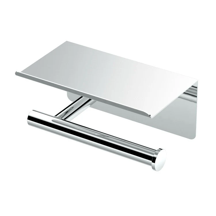 Toilet Paper Holder Latitude II Tissue Holder with Shelf Chrome Metal 3-1/4 Inch Wall - Frankwebs