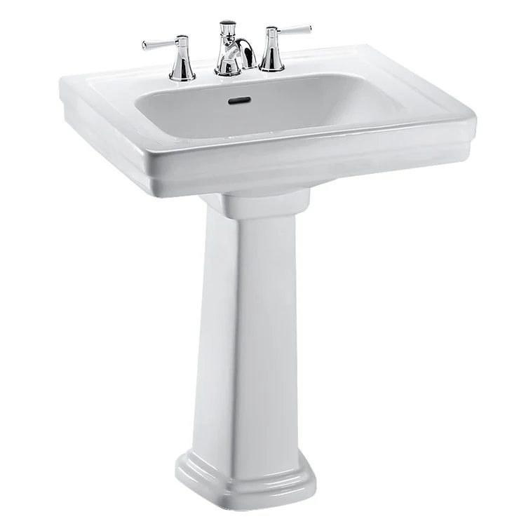 Pedestal Lavatory Promenade 27-1/2 x 22-1/4 Inch Widespread 8 Inch Spread Cotton Rear Overflow Rectangle - Frankwebs