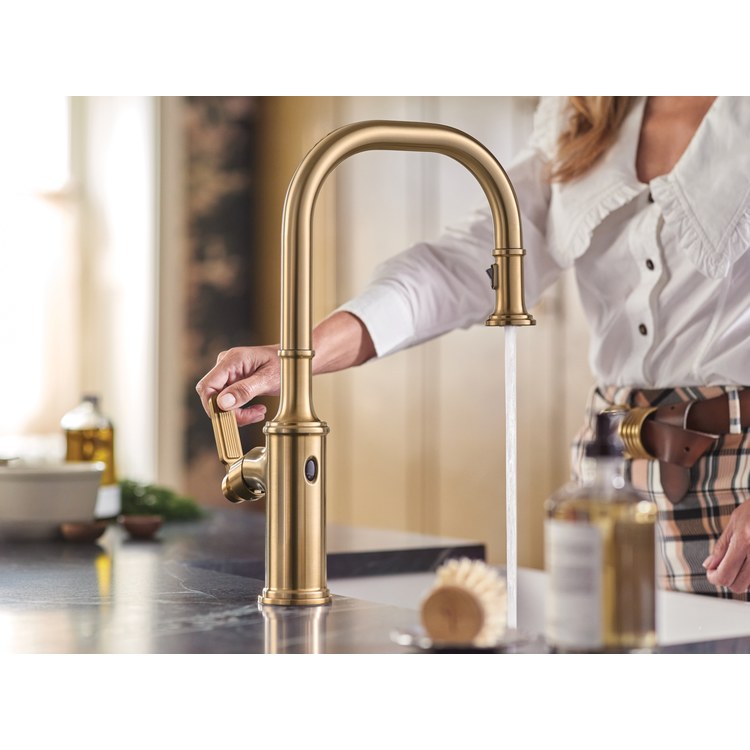 Kitchen Faucet Smyth 1 Lever ADA Bronzed Gold High Arc 1/3 Hole MotionSense Wave 1.5 Gallons per Minute - Frankwebs