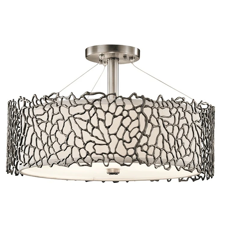 Silver Coral Three-Light Pendant/Semi-Flush Mount Ceiling Fixture - Frankwebs