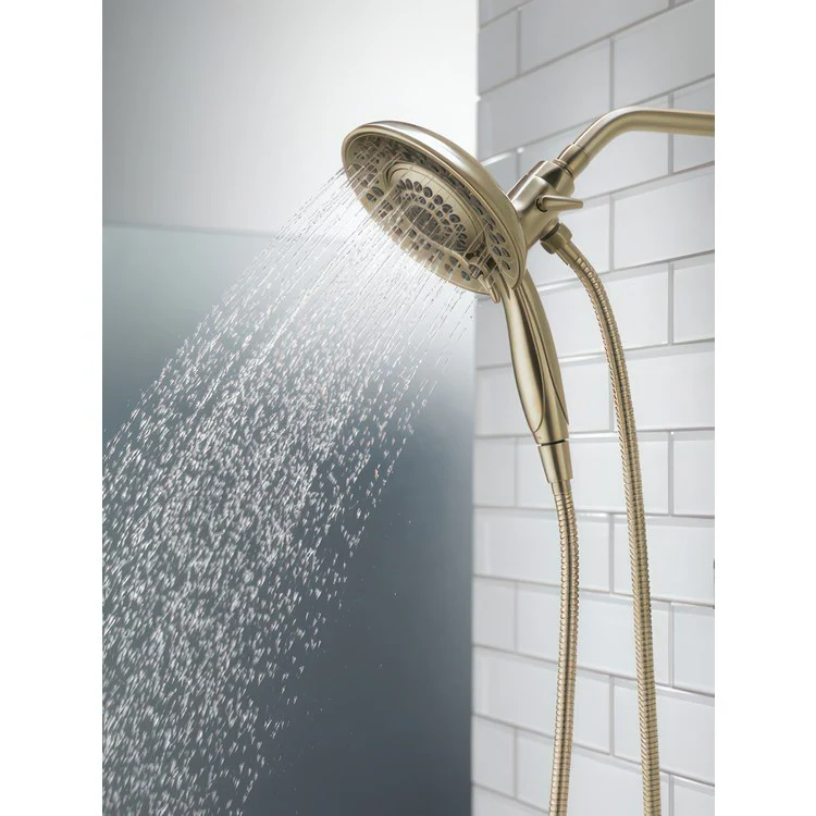 Handshower Combination In2ition Universal Showering Components 2-In-1 Lumicoat Champagne Bronze WaterSense 5 Function 6-13/16 Inch Includes 60-82 Inch Stretchable Metal Hose 1.75 Gallons per Minute - Frankwebs
