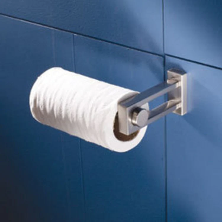 Toilet Paper Holder Frame 1 Post Open Satin Nickel Brass 5-7/8 Inch 3-9/16 Inch Wall Mount - Frankwebs