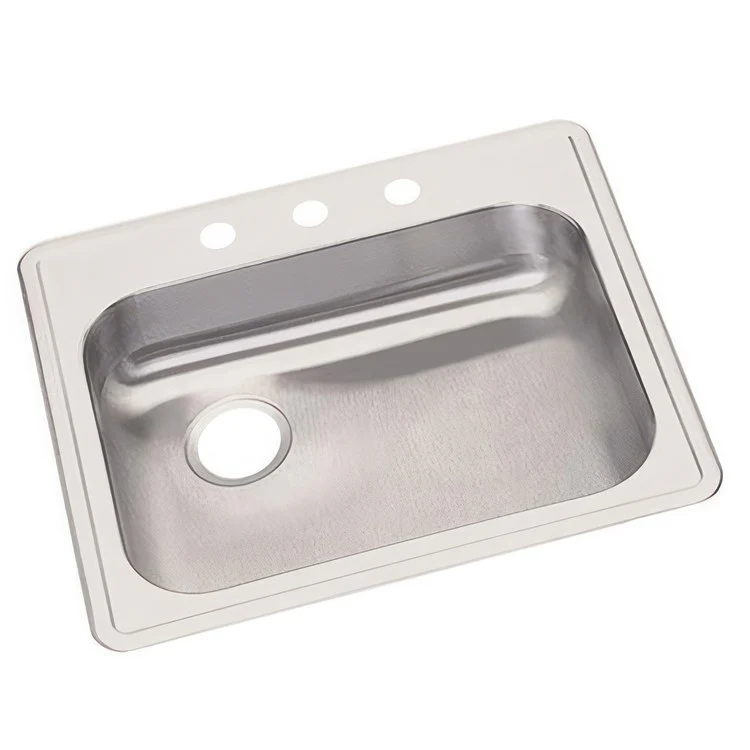 Kitchen Sink Dayton 25 x 22 Inch Single Bowl MR2 Hole ADA Satin Drop-In Rectangle Drain Location Rear Left Depth 5-3/8 Inch Bottom Only Pads - Frankwebs