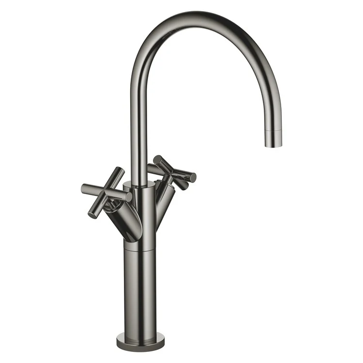 Lavatory Faucet TARA Mixer with Extended Shank 2 Cross ADA WaterSense Dark Chrome 1.2 Gallons per Minute Less Drain 1 Hole - Frankwebs