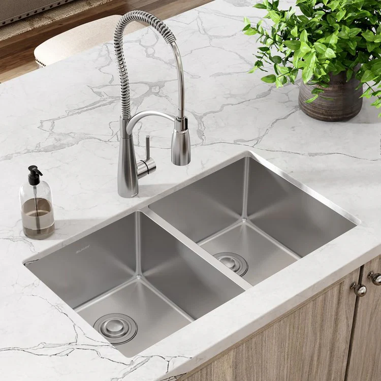 Kitchen Sink Crosstown 31.5 x 18.5 Inch Double Bowl Equal Polished Satin Undermount - Frankwebs