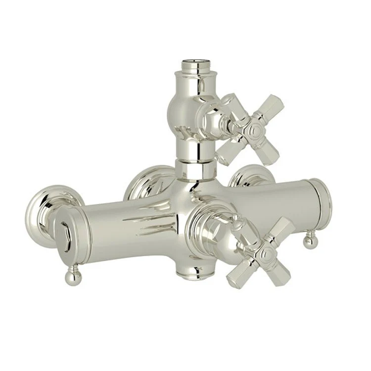 Thermostatic Valve Palladian Exposed with Volume and Temperature Control 2 Cross Polished Nickel - Frankwebs