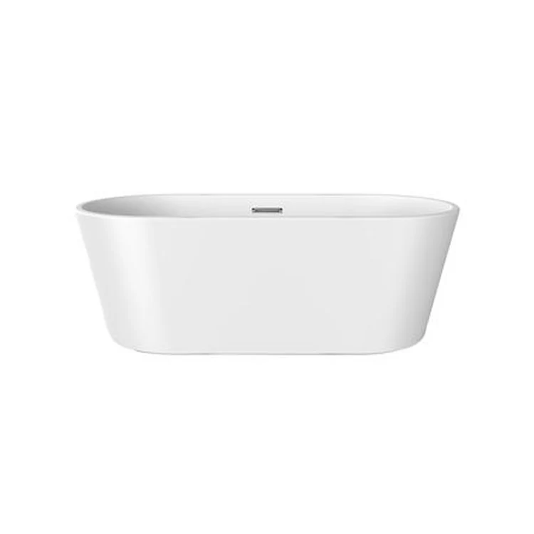 Freestanding Tub Oswald 59 Inch Oval Acrylic White/White Drain and Overflow No Faucet Holes - Frankwebs