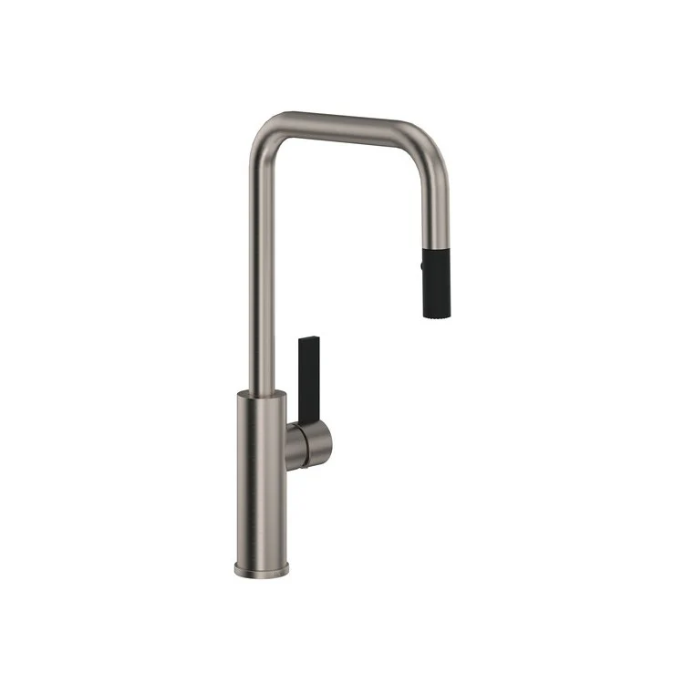 Kitchen Faucet Tuario Pull Down 1 Metal Lever Polished Nickel/Matte Black 10 Inch 1.5 Gallons per Minute - Frankwebs