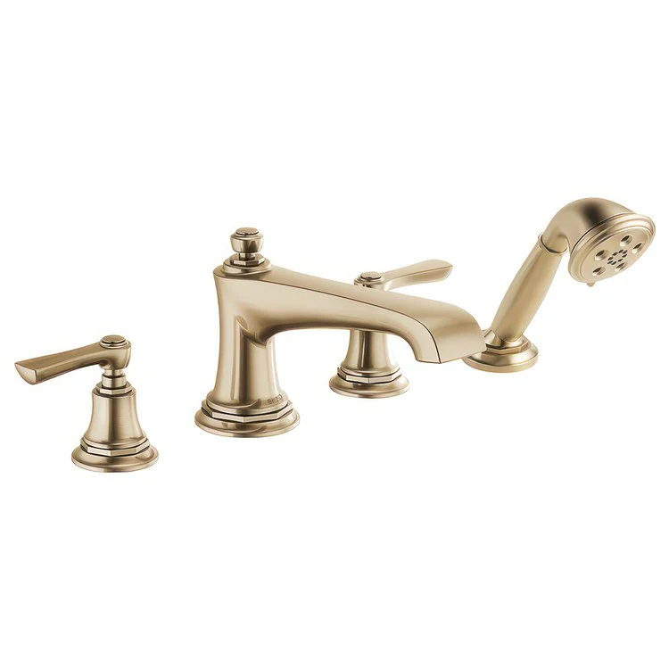 Roman Tub Trim Rook with Handshower Less Handle Brilliance Luxe Gold ADA 10-16 Inch Spread 1.75 Gallons per Minute - Frankwebs