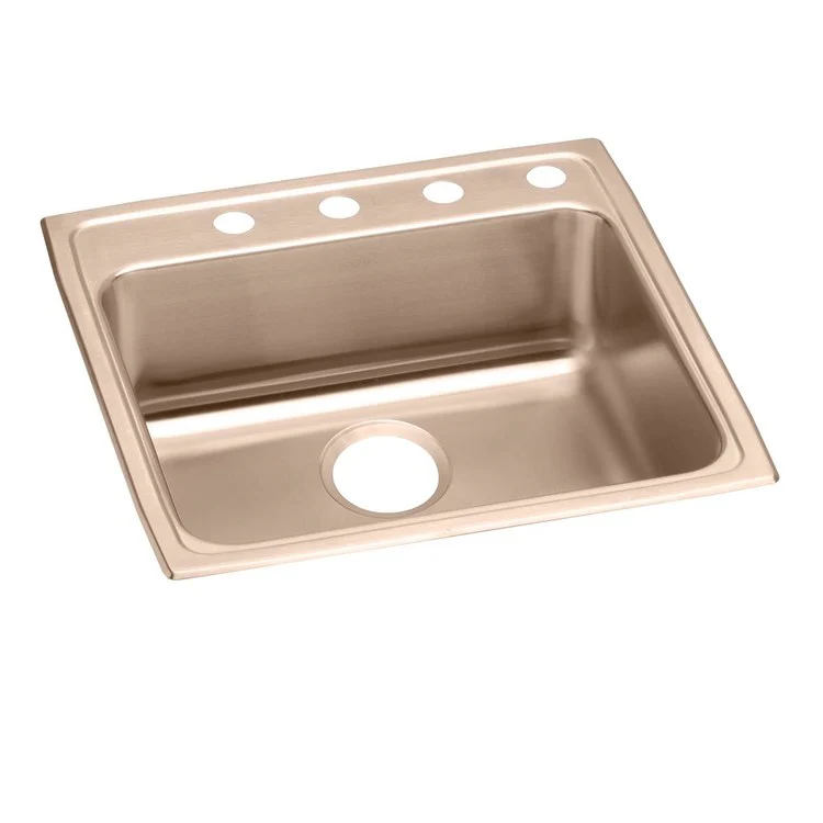 Kitchen Sink 22 x 22 Inch Single Bowl MR2 Hole ADA Copper Drop-In Square Drain Location Rear Center Depth 4 Inch Full Spray Sides and Bottom - Frankwebs