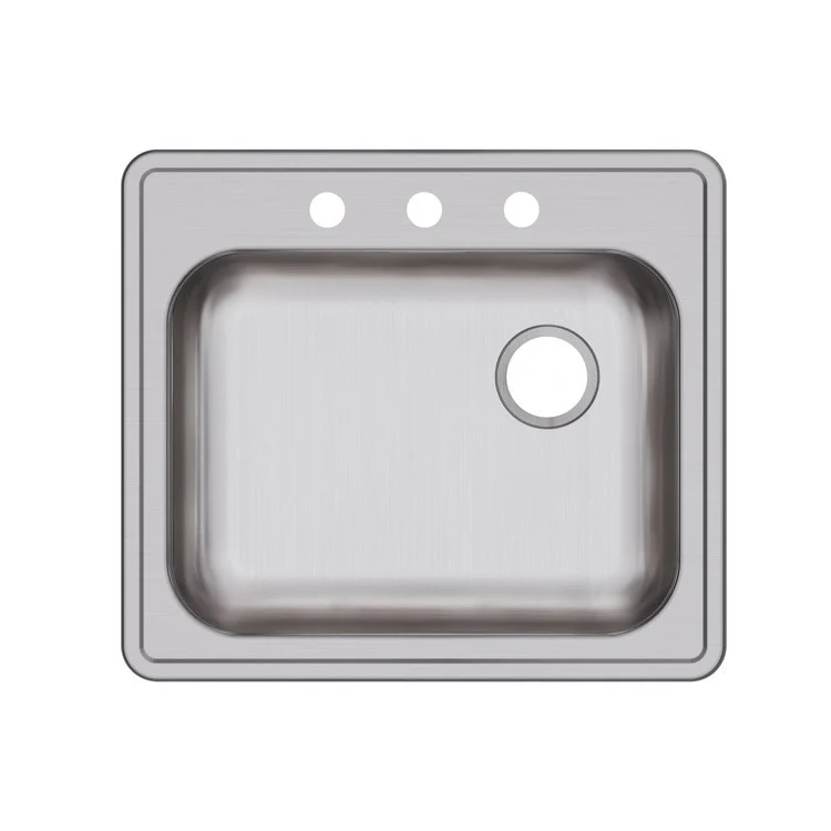 Kitchen Sink Dayton 25 x 22 Inch Single Bowl 3 Hole ADA Satin Drop-In Rectangle Drain Location Rear Right Depth 5-3/8 Inch Bottom Only Pads - Frankwebs