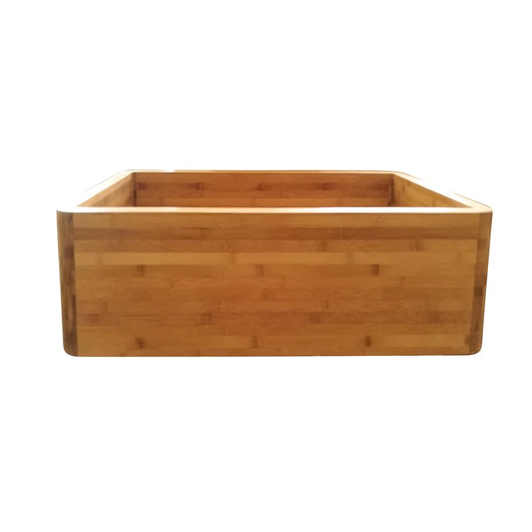 Kitchen Sink 33L x 18W Inch Single Bowl Lydra Fluted Bamboo Rectangle - Frankwebs