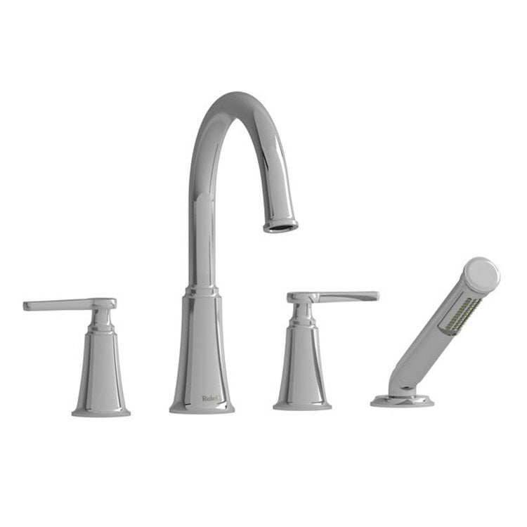 Tub Filler Momenti Deck Mount 2 J-Shaped Lever ADA C-Spout Brushed Nickel - Frankwebs
