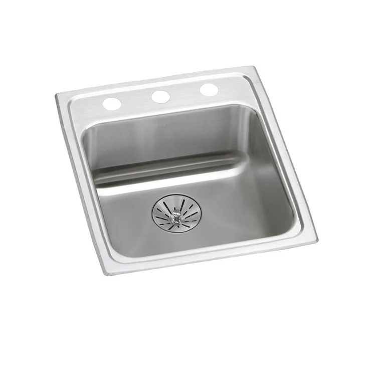 Kitchen Sink Lustertone Classic 15 x 22 Inch Single Bowl with Perfect Drain 1 Hole ADA Lustrous Satin Drop-In Rectangle Drain Location Rear Center Depth 6-1/2 Inch Bottom Only Pads - Frankwebs