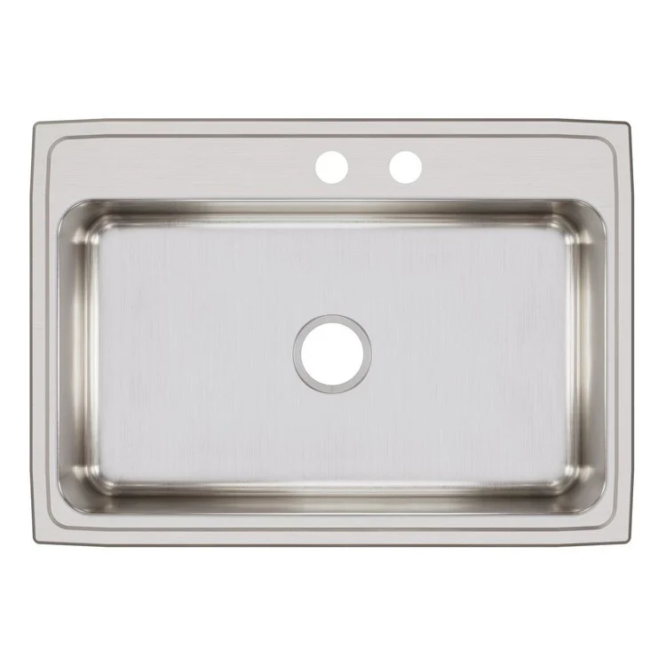 Kitchen Sink Lustertone Classic 31 x 22 Inch Single Bowl MR2 Hole Lustrous Satin Drop-In Stainless Steel Drain Location Center Bottom Only Pads - Frankwebs