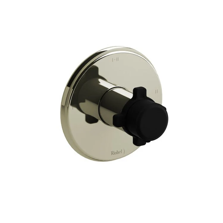 Thermostatic and Pressure Balance Valve Trim Momenti 1/2 Inch Round 2-Way 3 Function 1 X-Shaped Polished Nickel/Black 6.3 Gallons per Minute - Frankwebs