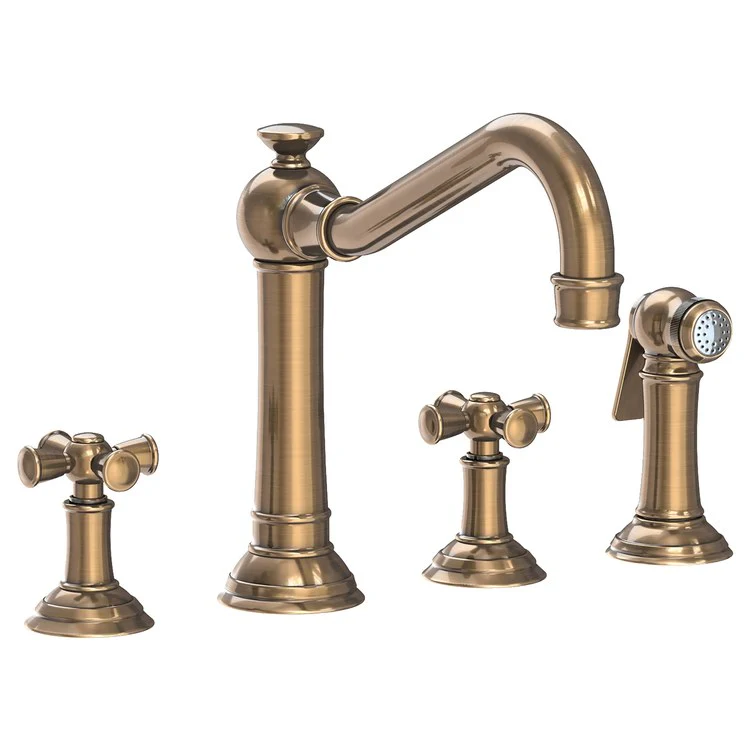 Kitchen Faucet Jacobean Widespread 8 Inch Spread 2 Cross ADA French Gold PVD Sidespray Spout Height 6 Inch 1.8 Gallons per Minute - Frankwebs