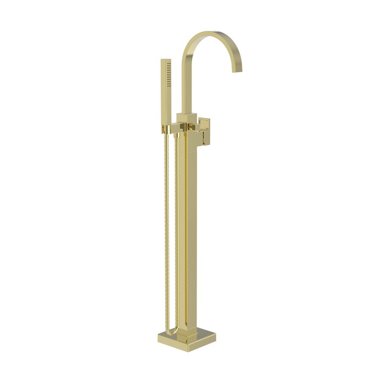 Tub Filler Secant Freestanding with Handshower 1 Lever ADA Polished Gold PVD - Frankwebs