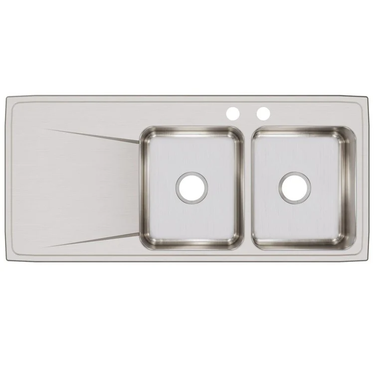 Kitchen Sink Lustertone Classic 48 x 22 Inch Double Bowl Equal with Left Drainboard 2 Hole Lustrous Satin Drop-In - Frankwebs