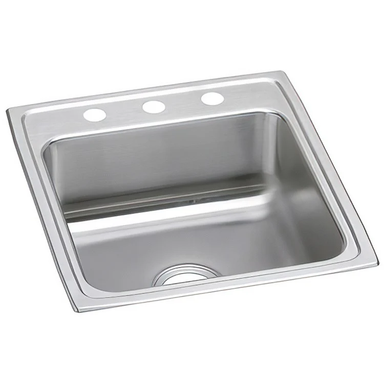 Kitchen Sink Lustertone Classic 19.5 x 22 Inch Single Bowl 3 Hole ADA Lustrous Satin Drop-In Rectangle Drain Location Rear Center Depth 5 Inch Bottom Only Pads - Frankwebs
