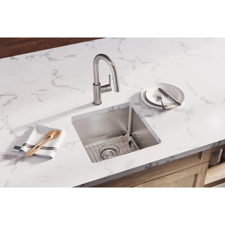 Sink Kit Lustertone Iconix 18.5 x 18.5 Inch Single Bowl Luminous Satin Bottom Grid Drain Strainer - Frankwebs