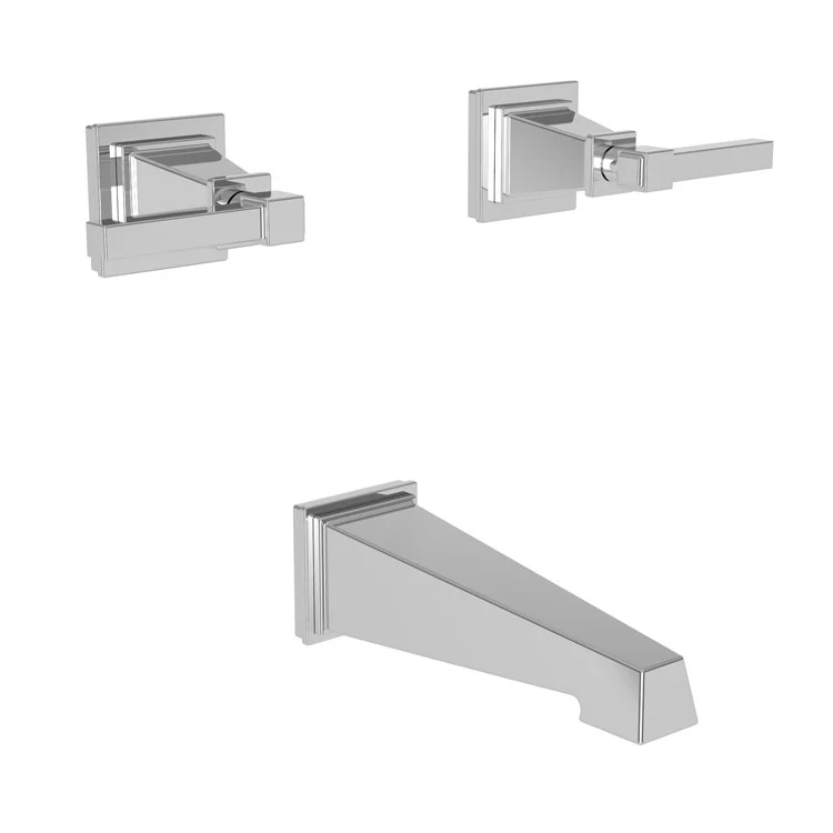 Tub Filler Trim Malvina Wall Mount 2 Lever Polished Chrome ADA 7-7/8 Inch Spread - Frankwebs
